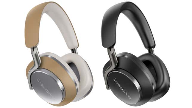 The new Bowers & Wilkins PX8 wireless headphones in a tan and black finish.
