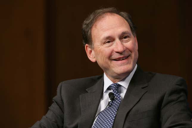 U.S. Supreme Court Associate Justice Samuel Alito speaks during the Georgetown University Law Center's third annual Dean's Lecture to the Graduating Class on February 23, 2016 in Washington, DC. 