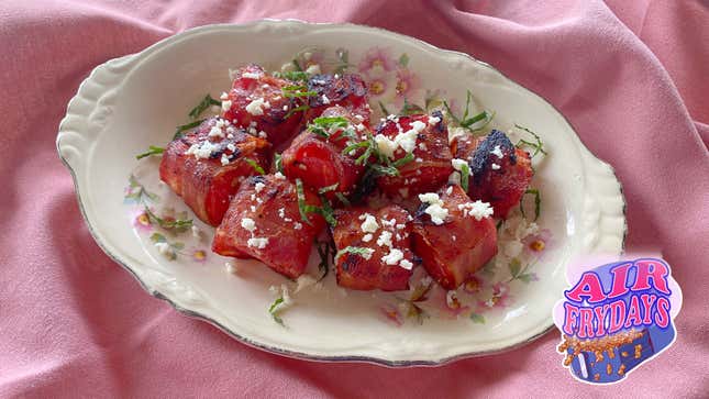 Image for article titled Air Fry Bacon-Wrapped Watermelon for an Intriguing Salad
