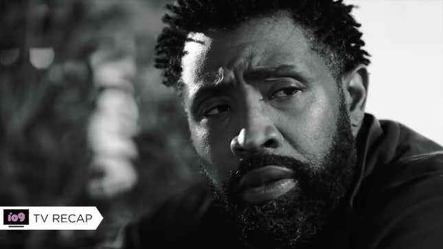 Cress Williams' Jefferson Pierce looks concerned in a black and white photo from Black Lightning's series finale "Closure."