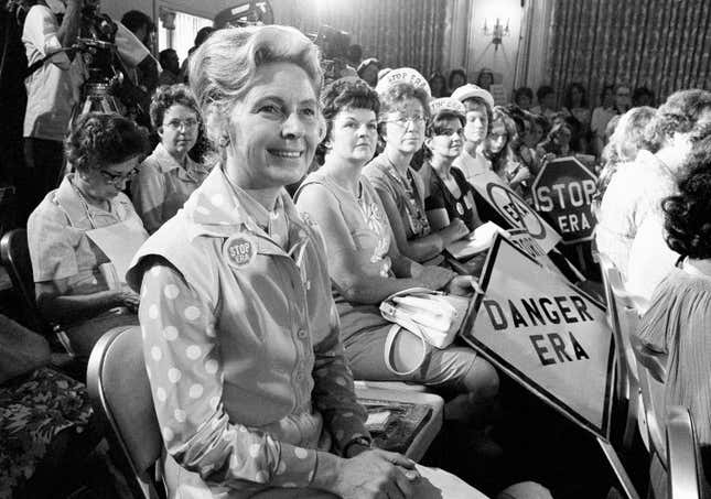Phyllis Schlafly, national chairman of Stop ERA, at a Congressional hearing in 1976.