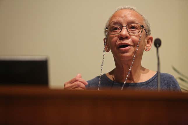 Nikki Giovanni presents a lecture during the start of the Creative Arts Festival held annually on JSU’s campus, Thursday, April 23, 2015.