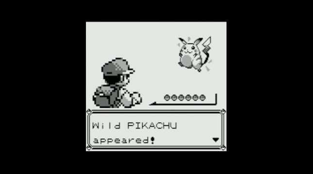 A trainer is shown encountering a wild Pikachu and preparing to battle.
