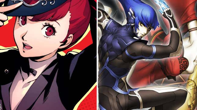 A split image of Kasumi from Persona 5 Royal and the protagonist of Shin Megami Tensei V