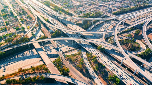 The construction of highway networks, this this one in Los Angeles, sliced up cities and hurt poor and Black communities the most. The racism was part of the plan. 