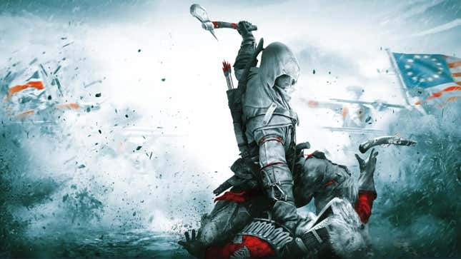Art shows Assassin's Creed III's hero declare his independence from Britain. 