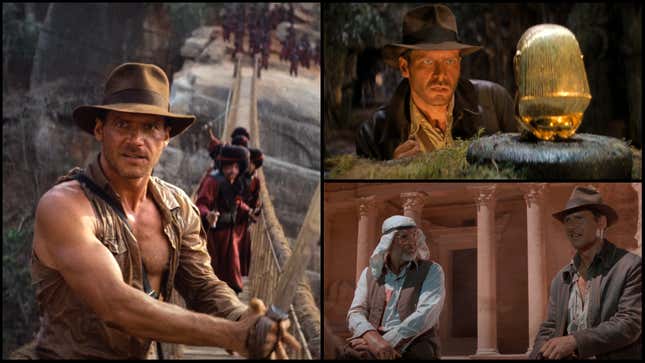 Clockwork from left: Indiana Jones And The Temple Of Doom, Raiders Of The Lost Ark, Indiana Jones And The The Last Crusade (Screenshots: Paramount Pictures/YouTube)