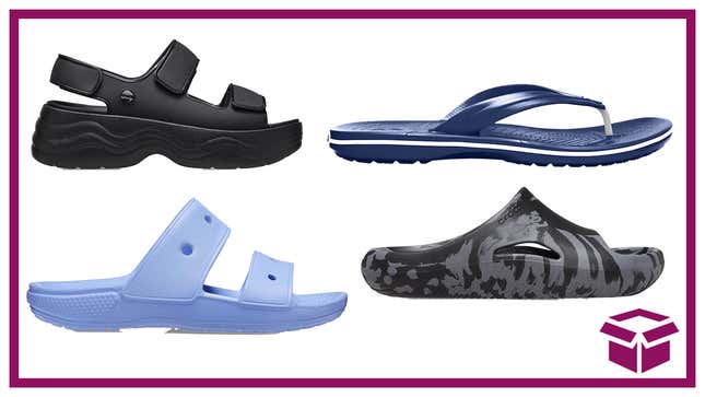 There are Crocs sandals for men, women, and kids, and many of them are 25% off right now.