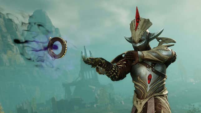 A screenshot of a character using the new Void Gauntlet in Amazon MMO New World. 