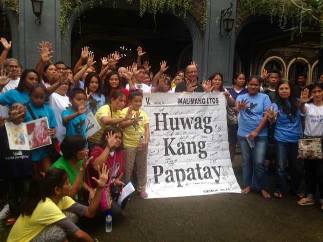 Father Atilano Fajardo of the Archdiocese of Manila launched Huwag Kang Papatay, meaning ‘thou shalt not kill,’ last July, seven months before the Catholic Church released its official statement condemning the drug war.