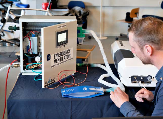 Rush ventilators: CoRescue Pandemic Respirator from the University of Aalborg, Denmark.