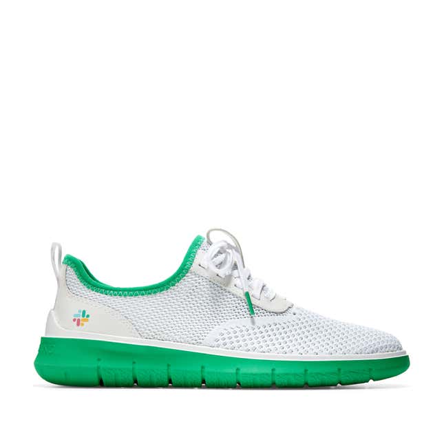 Cole Haan shoes with lining that corresponds to the green in Slack’s logo.