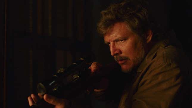 Pedro Pascal as Joel holds a sniper rifle in HBO's The Last of Us.