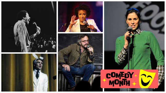 Clockwise from bottom left: Steve Martin (Larry Hulst/Michael Ochs Archives/Getty Images), Richard Pryor (Michael Ochs Archives/Getty Images), Wanda Sykes (Al Pereira/Getty Images), Sarah Silverman (Charley Gallay/Getty Images), and Marc Maron (Michael S. Schwartz/Getty Images)