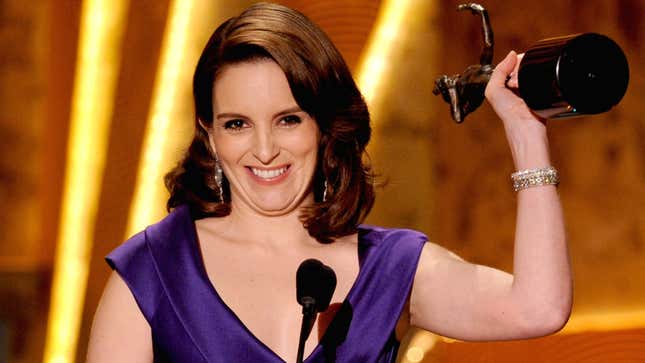 Tina Fey accepts the Female Actor In A Series award for 30 Rock at the Screen Actors Guild Awards.