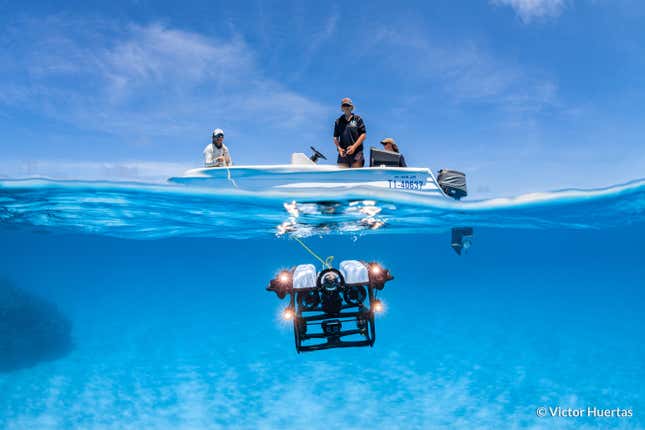 Deploying an ROV at Coral Sea Marine Park.
