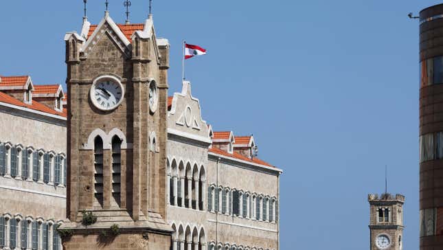 The Evangelical church clock tower showed a different time to the Grand Serail (government headquarters) clock tower amid the confusion.
