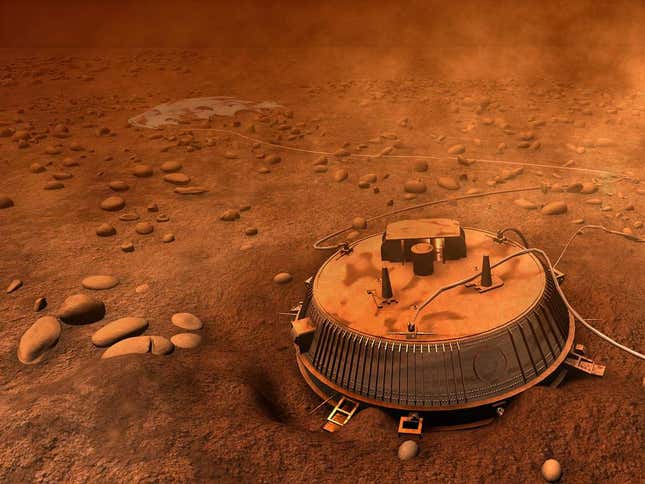 Artist’s impression of Huygens probe on Titan. 