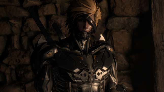 Uma captura de tela mostra uma mudança de personagem de Resident Evil 4 Remake Nexus Mod de Leon como Raiden de Metal Gear Rising. 