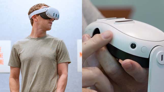 Mark Zuckerberg con las nuevas gafas de realidad virtual de Meta, Meta Quest 3