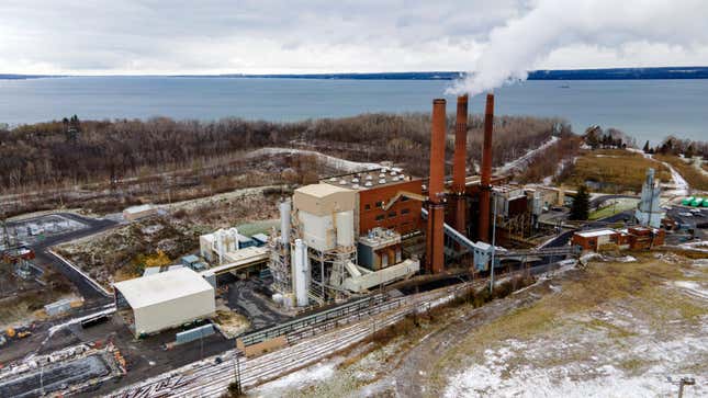 The Greenidge Generation bitcoin mining facility is in a former coal plant by Seneca Lake in Dresden, New York.