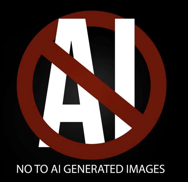 Una imagen que reza "No a las imágenes generadas mediante IA"