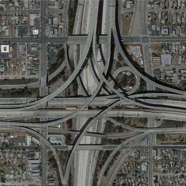 Intersecting highways in Los Angeles, CA.