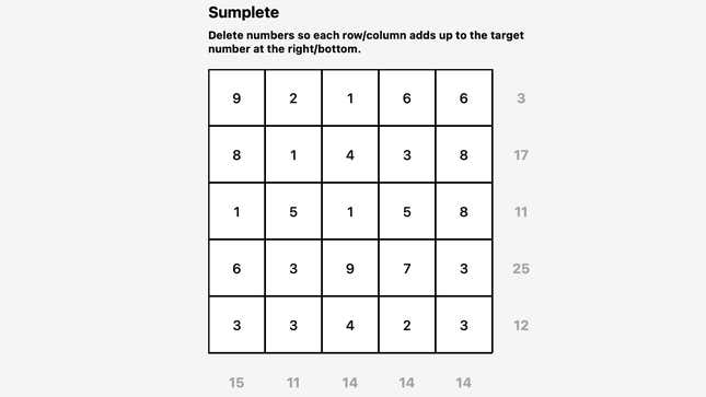 A screenshot of ChatGPT's new Sudoku-like game, Sumplete.