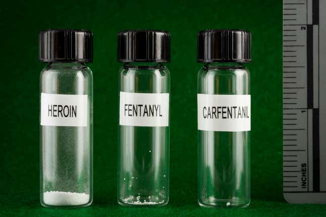 Deadly doses of heroin, fentanyl, and carfentanil.