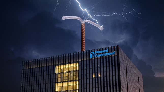 Image for article titled Planned Parenthood Mounts Giant IUD Atop Headquarters To Harness Sperm-Killing Power Of Lightning