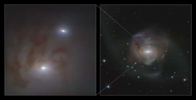 A super-close supermassive black hole pair in a nearby galaxy.