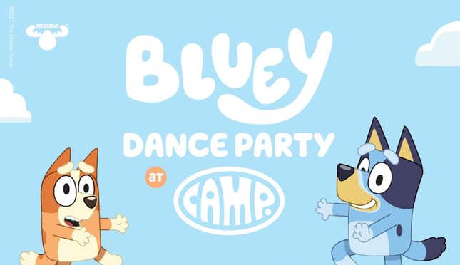Bluey and Bingo Camp Dance Party logo