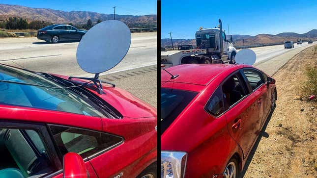 Image for article titled You Can&#39;t Just Slap a Starlink Dish Onto Your Car, California Motorist Finds Out