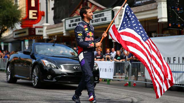 American F1 fan favorite Daniel Ricciardo at the 2014 United States Grand Prix.