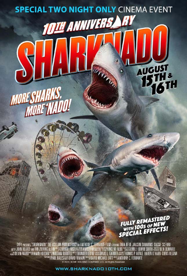 Image for article titled Sharknado, Which Is Somehow 10 Years Old, Is Getting a Theatrical Re-Release