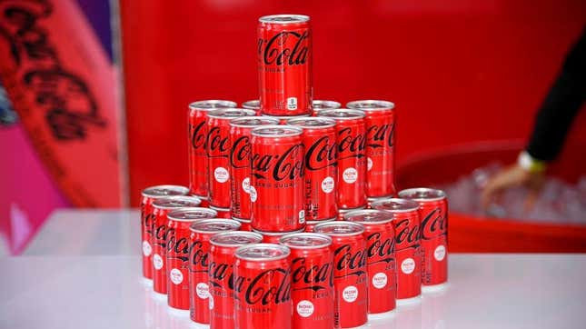 coke zero sugar cans stacked