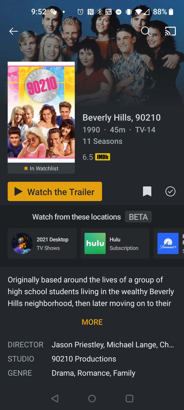 A screenshot of Plex's universal search