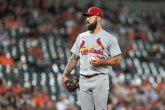 Sep 13, 2023; Baltimore, Maryland, USA; St. Louis Cardinals starting pitcher Drew Rom (38) stands on the pitcher's mound duff the third inning against the Baltimore Orioles at Oriole Park at Camden Yards.