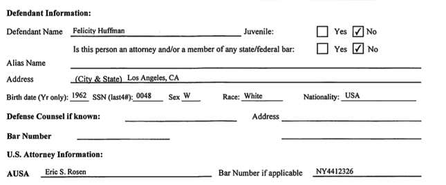 Huffman criminal case cover sheet.