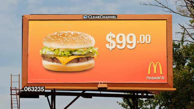 Image for article titled McDonald’s Launches $99 Ripoff Menu