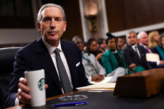 Schultz testified about unions at Starbucks in the Senate labor committee hearing. 
