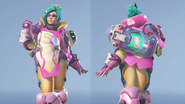 A screenshot shows Mei smiling while showing off her new epic skin. 