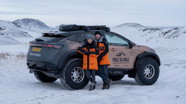 Image for article titled This Nearly Stock Nissan Ariya Is Going on a Pole to Pole Adventure
