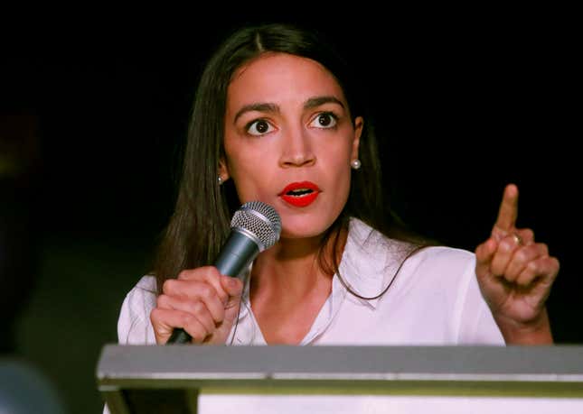 Democratic congressional candidate Alexandria Ocasio-Cortez speaks at her midterm election night party in New York City, U.S. November 6, 2018.