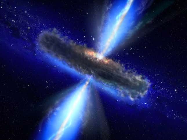An artist's conception of an active galactic nucleus.