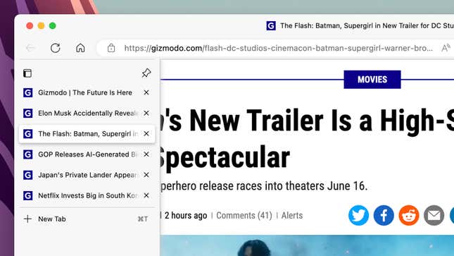 Microsoft Edge vertical tabs screenshot