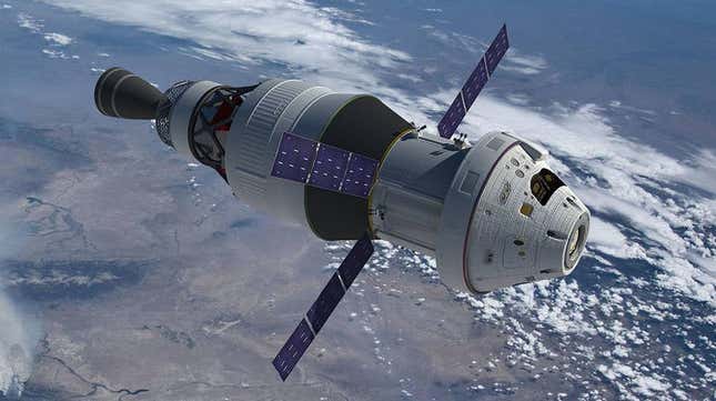 Artist’s impression of the ICPS in space and with Orion still attached. 