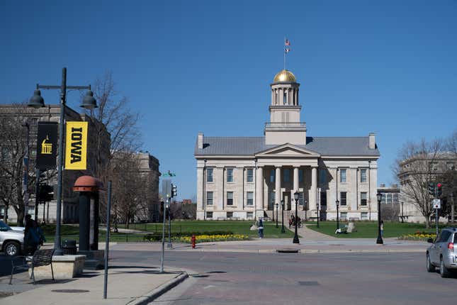 Iowa City, Iowa, April 13, 2019, The Old Capitol building landmark