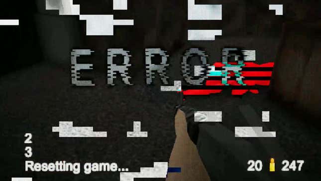 A screenshot from Agent No. 6 shows a glitched-out screen with an error message. 