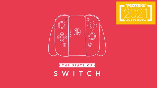 A wireframe Switch controller on a red background